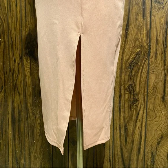 Nude One Shoulder Side Split Cocktail Party Bandage Dress - Picture 6 of 10